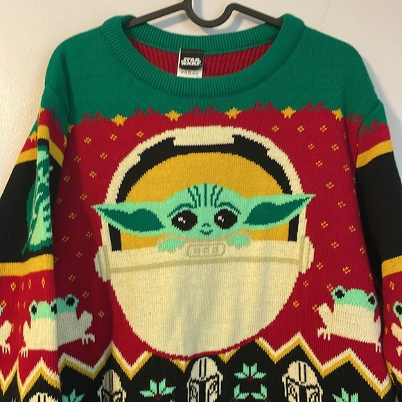 Star Wars Grogu Frog Mandalorian Ugly Christmas Sweater Knit size XL - Picture 2 of 16